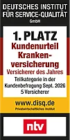 Rating Deutsches Institut f&uuml;r Servicequalit&auml;t (ntv) f&uuml;r Krankenversicherung Kundenurteil 1. Platz - M&uuml;nchener Verein